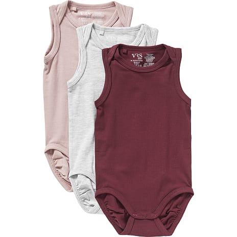 VRS baby 3-pak body str. 86 - gammelrosa/grå/bordeaux 1 stk.