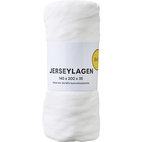 BASIS jersey stræklagen 140x200x35 cm - hvid 1 stk.