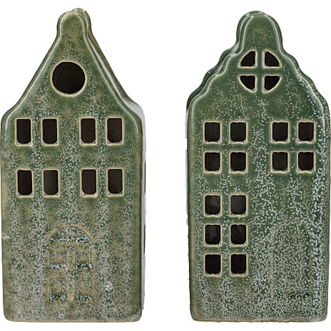 Porcelænshus med LED-lys 13,2 cm Assorteret