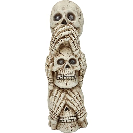 Halloween skelethoveder i keramik med LED, hvid