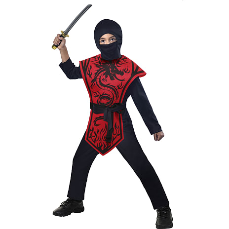 Drageninja kostume rød str. 116 cm