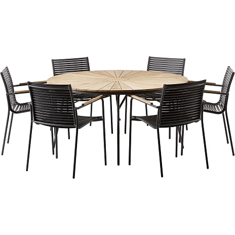 Kerteminde Havebord Med 6 Mood Classic Havestol Antracit/Sort