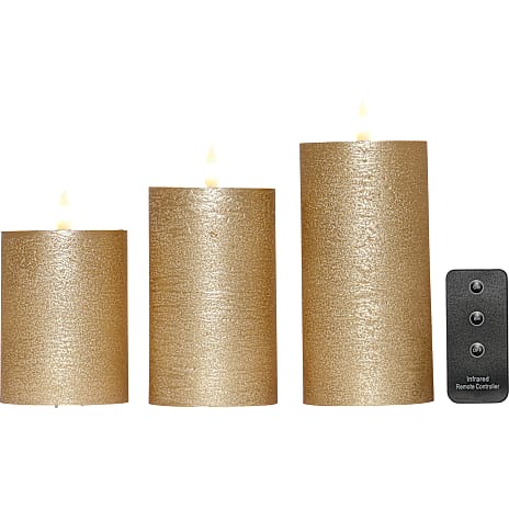 Windsor LED Bloklys Ø 7,5 cm 3-pak Guld