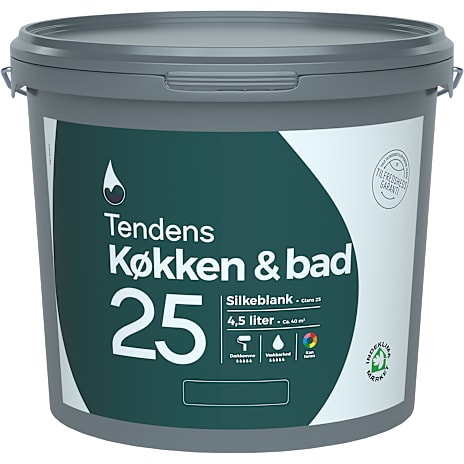 Tendens køkken- og badmaling silkeblank 25 4,5 liter 4500 ml
