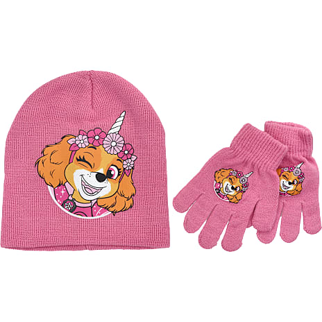 Paw Patrol børne hue/handske sæt str. onesize - pink 1 stk.