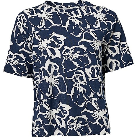 VRS Dame Blomstret Oversize T-shirt Str. L Navy
