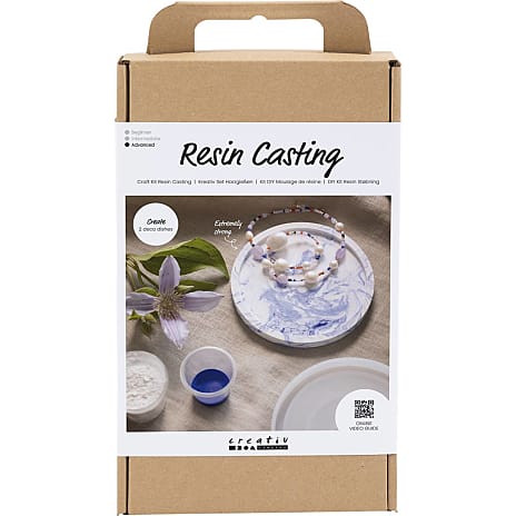Creativ Company DIY kit resin støbning bakke marmorering blå