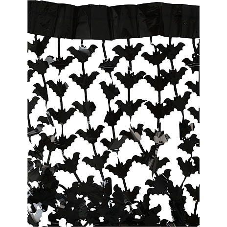Halloween Lamettagardin Med Flagermus 90x200 cm Sort