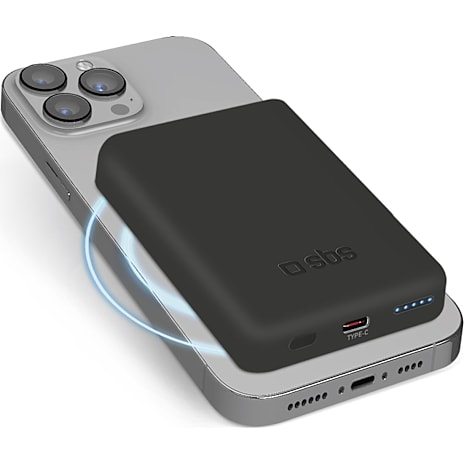 SBS magnetisk powerbank 5.000 mAh - sort 1 stk.
