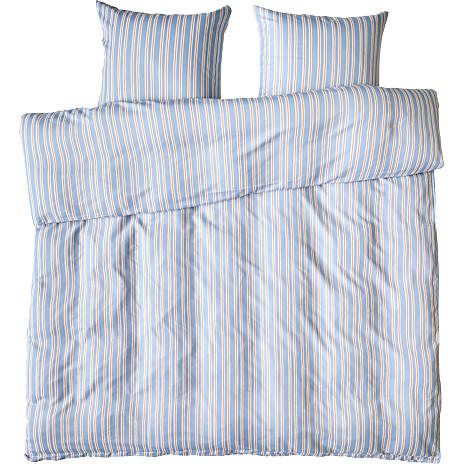 Basis Sengetøj 200x220 cm Stribet Blå Hvid Og Brun