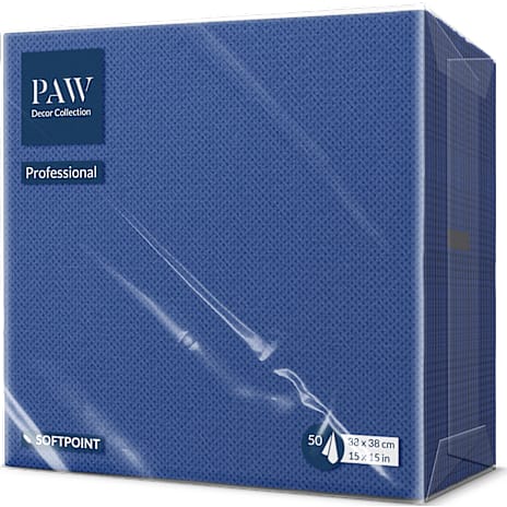 Paw ensfarvede servietter 38x38 cm 50-pak - mørkeblå 50 stk.