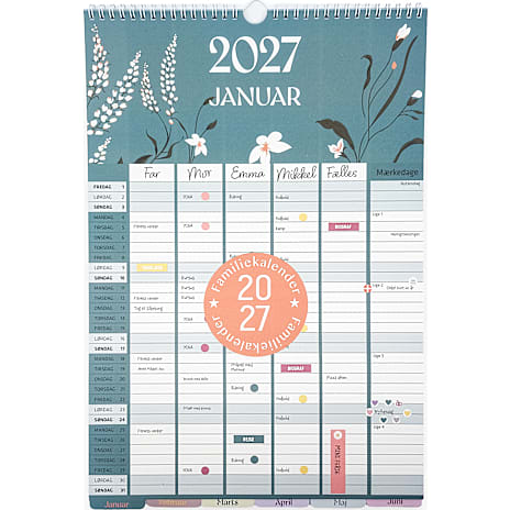 1Conzept Familiekalender 2027 Med Faner Stickers