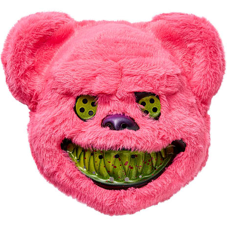 Halloween killer bjørn maske H: 24 cm - pink 1 stk.