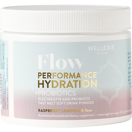 Pulver t. sports/vitamindrik m. smag af hindbær & lemonade, Wellexir Flow 300 g