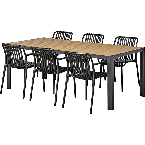 Carlton Havebord Og 6 Messina Havestole Sort