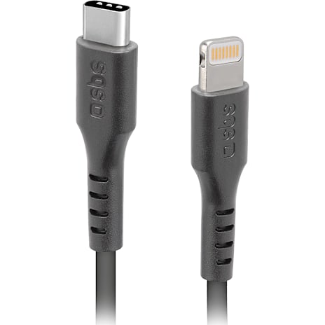 SBS USB-C til Lightning-kabel 1 meter Sort