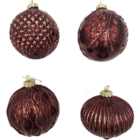 Julefryd Julekugle Antik Mørk Rød Ø 8 cm Assorteret