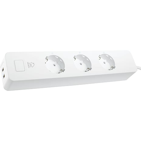Deltaco Smart stikdåse 3 stik 2 USB hvid