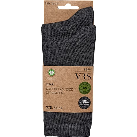 VRS Børne 2-pak Superelastiske Strømper Str. 31/34 Sort