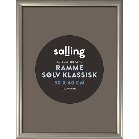 Salling Klassisk sølvfarvet ramme m. refleksfrit glas - 30x40 cm 1 stk.