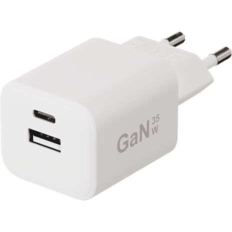 X2O 35W dobbelt hjemmelader USB-C/A GaN - Hvid 1 stk.