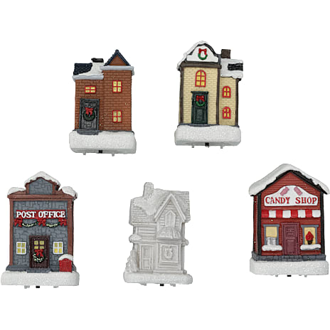 Tilbehør til nisselandskabet - Hus med LED lys H 8,5 cm - flere varianter - assorteret 1 stk.