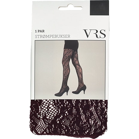 VRS Dame Strømpebukser Med Blondemønster Str. L/XL Bordeaux