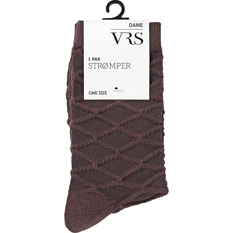 VRS dame strømpe harlekin mønster - brun 1 stk.