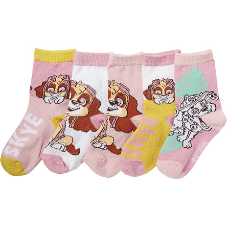Paw Patrol Børne 5-pak Strømper Str. 23/25 Lyserød/Hvid/Gul