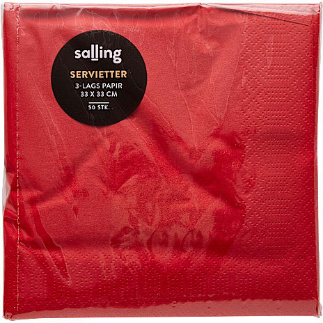 Salling Ensfarvede Servietter 33x33 Rød