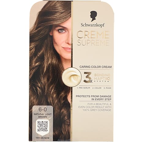 Schwarzkopf Caring Color permanent hårfarve 6-0 Natural Light Brown m. serum 1 stk.