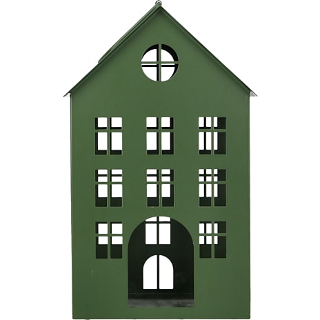 Metal hus til fyrfadslys jul, grøn