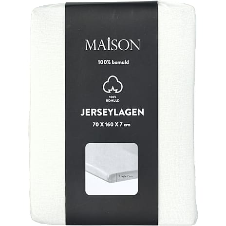 MAISON baby/junior jersey stræklagen 70x160x7 cm - hvid 1 stk.