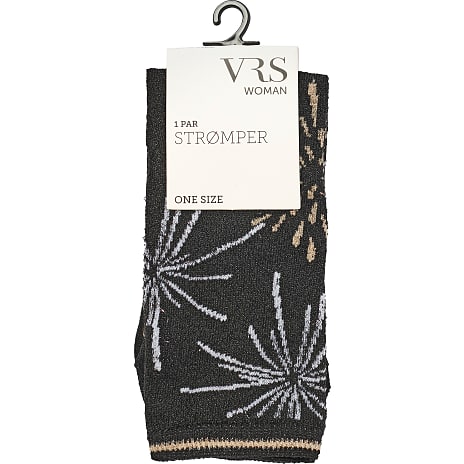 VRS Dame Glimmerstrømper Nytår Str. Onesize Printet