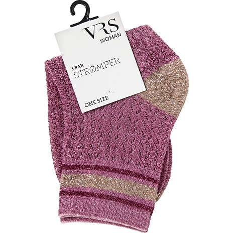 VRS Dame Glimmerstrømper Str. Onesize Pink/Guldfarvet