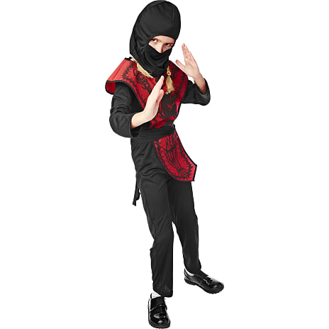 Drageninja Kostume Rød Str. 128 cm