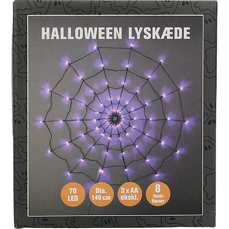 Halloween Edderkoppespind Lysnet 70 LED Lilla