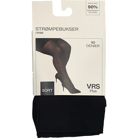 VRS dame strømpebukser 40 denier str. 42-46 - sort 1 stk.