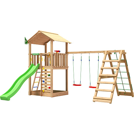 Jungle Gym Sierra med klatremodul og grøn rutsjebane