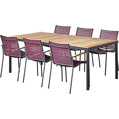 Mood Havebord med 6 Mood Compact stole - Antracit