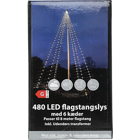 Julefryd Flagstangslyskæde med 480 LED Varm Hvid