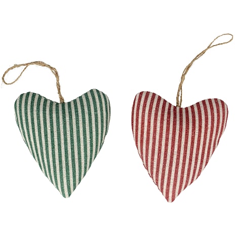 Julefryd Stribet Stofhjerte Ophæng 10 cm Assorteret