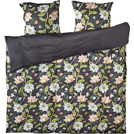 MAISON Lux Sengetøj 200x220 cm Blomster på Grå Bund