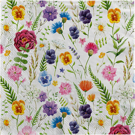 Mønstrede servietter 33x33 cm 20-pak - blomster 20 stk.