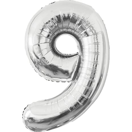 Salling tal folieballon nr. 9, H: 86 cm - Sølv 1 stk.