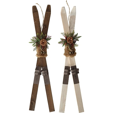 Juleslæde i træ og metal H: 80 cm - flere varianter - assorteret 1 stk.