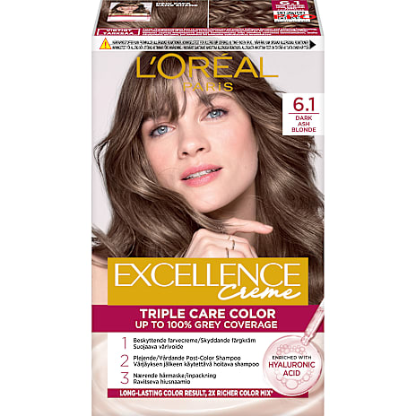L'Oréal Paris Triple Care Color Permanent Hårfarve 6.1 Dark Ash Blonde