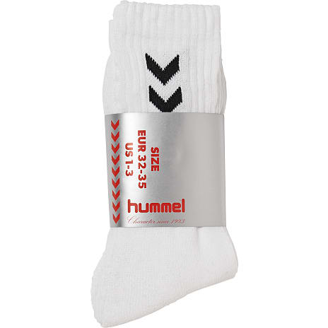 Hummel Unisex 3-pak Strømper Str. 32/35 Hvid