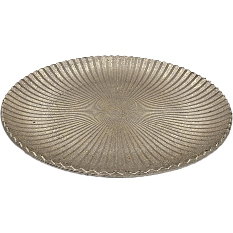 Julefryd Rundt Træfad Med Guldglitter Diameter 30 cm Champagne