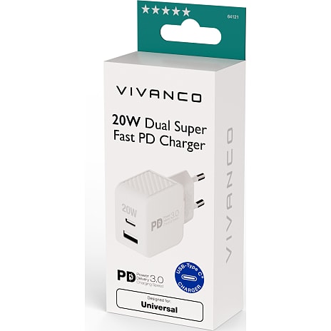 Vivanco Hurtigoplader 20 W Hvid